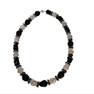 Costume Jewelry Black and Clear Necklace see measurements